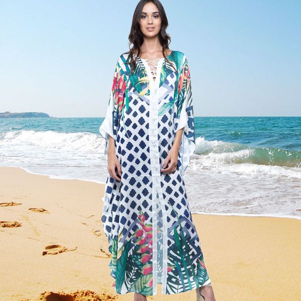 women chiffon plus size bathing suit cover up beach long caftan dress, White;black
women chiffon plus size bathing suit cover up beach long caftan dress, White;black