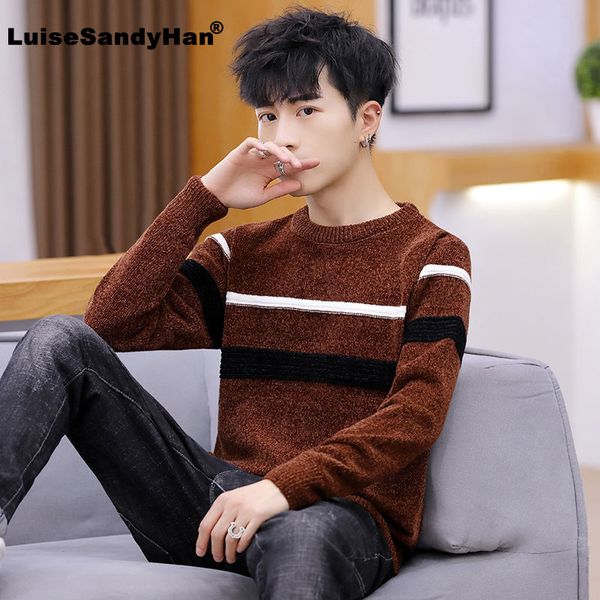 round neck striped colorblock knitted sweater man long-sleeved fashion undecorated simple commuting base sweater pullover man, White;black 
round neck striped colorblock knitted sweater man long-sleeved fashion undecorated simple commuting base sweater pullover man, White;black
