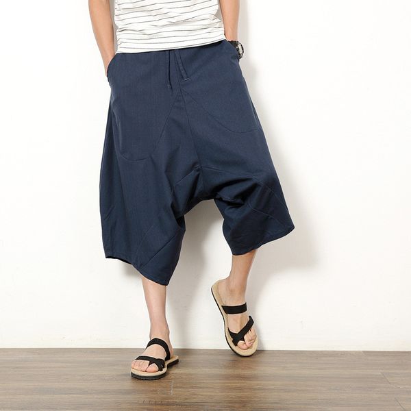 men pants men's wide crotch harem pants loose large cropped trousers wide-legged bloomers chinese style flaxen baggy, Black
men pants men's wide crotch harem pants loose large cropped trousers wide-legged bloomers chinese style flaxen baggy, Black