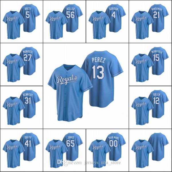 kansas city royals #13 salvador perez 5 george brett 12 soler men women youth custom light blue replica alternate jersey, Blue;black
kansas city royals #13 salvador perez 5 george brett 12 soler men women youth custom light blue replica alternate jersey, Blue;black