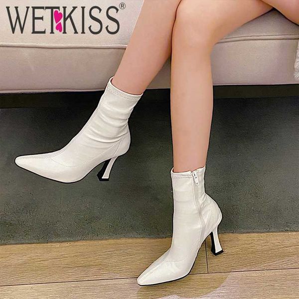 wetkiss women high heels ankle boots shoes pointed toe stretch booties ladies slim ankle elastic short boot big size fashion, Black
wetkiss women high heels ankle boots shoes pointed toe stretch booties ladies slim ankle elastic short boot big size fashion, Black