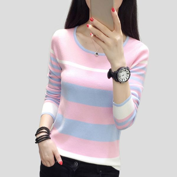 women's sweaters 2021 fashion women and pullovers autumn round neck color stripe knitted sweater leisure pull femme, White;black
women's sweaters 2021 fashion women and pullovers autumn round neck color stripe knitted sweater leisure pull femme, White;black