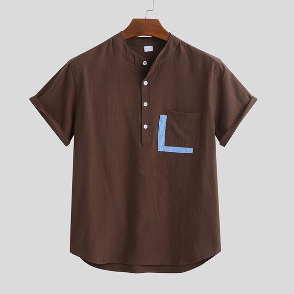 men's shirts short sleeve casual fashion solid button down summer linen cotton shirt chemise homme 2020, White;black
men's shirts short sleeve casual fashion solid button down summer linen cotton shirt chemise homme 2020, White;black