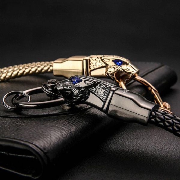 leather key chain car key chain cowhide woven leopard head men and women pendant, Silver
leather key chain car key chain cowhide woven leopard head men and women pendant, Silver