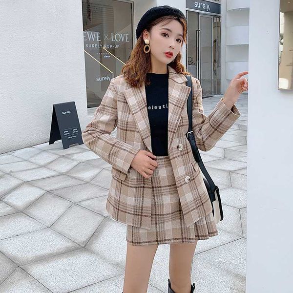 autumn elegant sets women two piece outfits new single breasted plaid blazers coat + high waist mini skirt suits 2 piece set, White
autumn elegant sets women two piece outfits new single breasted plaid blazers coat + high waist mini skirt suits 2 piece set, White