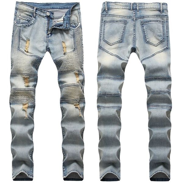 men distressed ripped skinny jeans fashion mens jeans slim motorcycle moto biker causal mens denim pants hip hop men jeans amad, Blue
men distressed ripped skinny jeans fashion mens jeans slim motorcycle moto biker causal mens denim pants hip hop men jeans amad, Blue