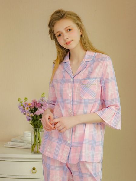 half sleeve female summer cute pajamas pajamas korean style student cotton gauze season thin casual home clothes set, Blue;red
half sleeve female summer cute pajamas pajamas korean style student cotton gauze season thin casual home clothes set, Blue;red