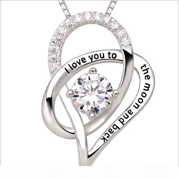 i love you to the moon и обратно мать дочь циркон в форме сердца ювелирных изделий 925 серебряное ожерелье кулон, Silver
i love you to the moon и обратно мать дочь циркон в форме сердца ювелирных изделий 925 серебряное ожерелье кулон, Silver