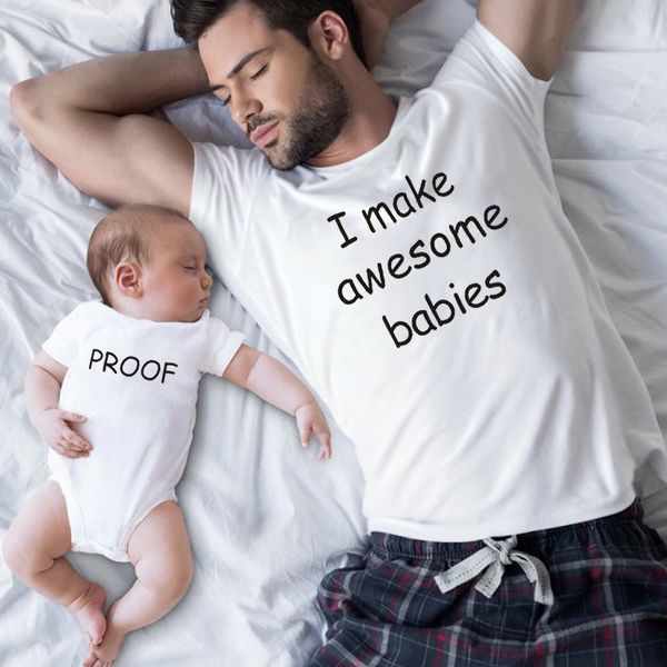 family matching outfits i make awesome babies and proof father son daughter clothes funny letter print t shirts daddy baby bodysuit, Blue
family matching outfits i make awesome babies and proof father son daughter clothes funny letter print t shirts daddy baby bodysuit, Blue