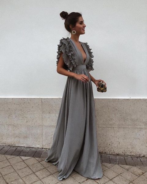 elegant ruffles fit and flare dress for women floor-length v neck women dresses party summer clothes for, Black;gray
elegant ruffles fit and flare dress for women floor-length v neck women dresses party summer clothes for, Black;gray