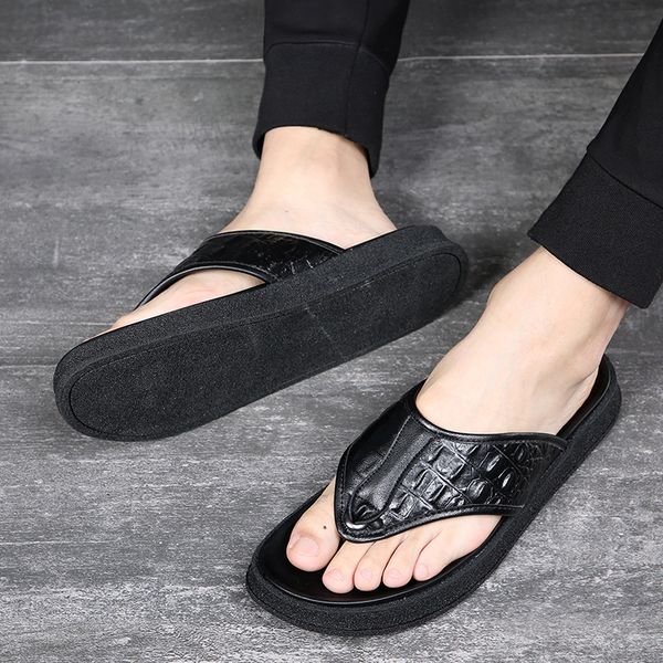 men's flip flops genuine leather luxury slippers beach casual sandals summer for men fashion shoes new, Black
men's flip flops genuine leather luxury slippers beach casual sandals summer for men fashion shoes new, Black