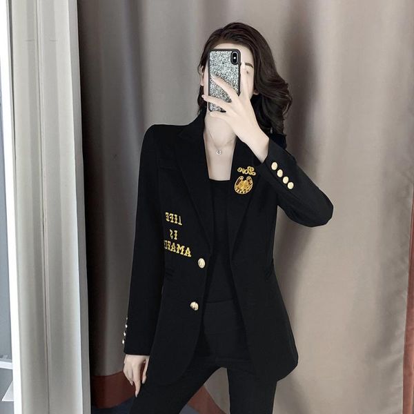 women blazers and jackets spring and autumn new women clothing korean-style embroidered black suit jacket, White;black
women blazers and jackets spring and autumn new women clothing korean-style embroidered black suit jacket, White;black