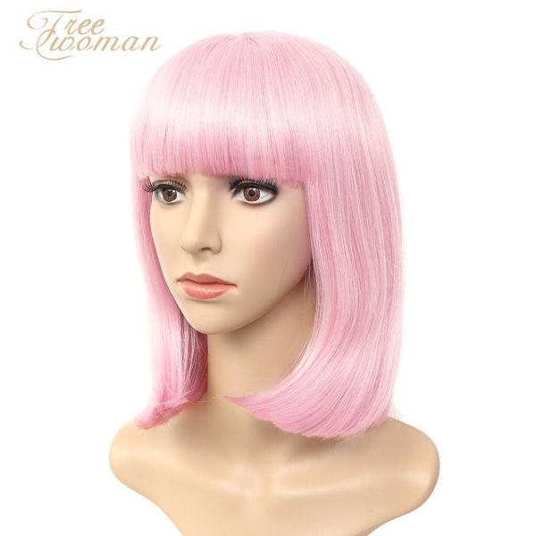 pink synthetic wig women's short bob wig with bangs pink purple black heat resistant halloween category, Black;brown
pink synthetic wig women's short bob wig with bangs pink purple black heat resistant halloween category, Black;brown