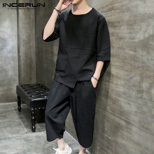 men vintage suits half sleeve round neck blouse elastic waist pants 2 pieces man casual loose solid color baggy sets 5xl incerun, Gray
men vintage suits half sleeve round neck blouse elastic waist pants 2 pieces man casual loose solid color baggy sets 5xl incerun, Gray