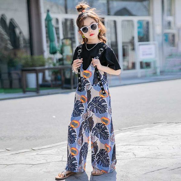 summer girls 2 pcs set baby tee shirt + suspender pants kids suit children streetwear clothes floral print wide leg 4 to 14 yrs, White
summer girls 2 pcs set baby tee shirt + suspender pants kids suit children streetwear clothes floral print wide leg 4 to 14 yrs, White