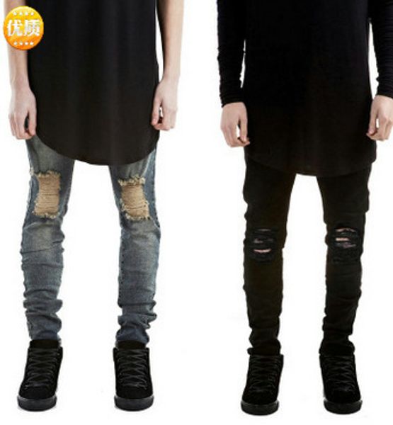 fashion men ripped skinny jeans stretch destroyed frayed slim fit denim pant with pencil pants trousers men clothes, Blue
fashion men ripped skinny jeans stretch destroyed frayed slim fit denim pant with pencil pants trousers men clothes, Blue