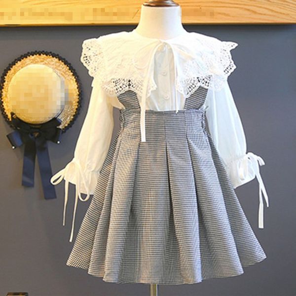 girls dress 2020 new spring / autumn england style lace long sleeve shirt + plaid strap dress for princesss 3-7 years, Red;yellow
girls dress 2020 new spring / autumn england style lace long sleeve shirt + plaid strap dress for princesss 3-7 years, Red;yellow