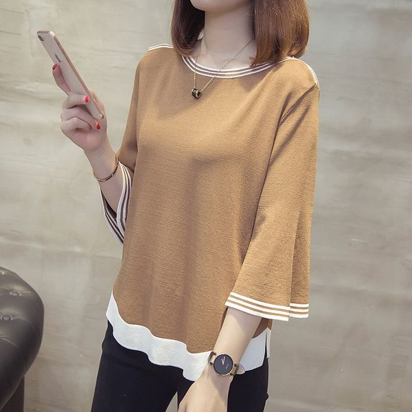 bell sleeve one-line collar loose sweater shirt ice silk sweater summer women's 2020 new all-match mid-sleeve shirt base thin, White
bell sleeve one-line collar loose sweater shirt ice silk sweater summer women's 2020 new all-match mid-sleeve shirt base thin, White
