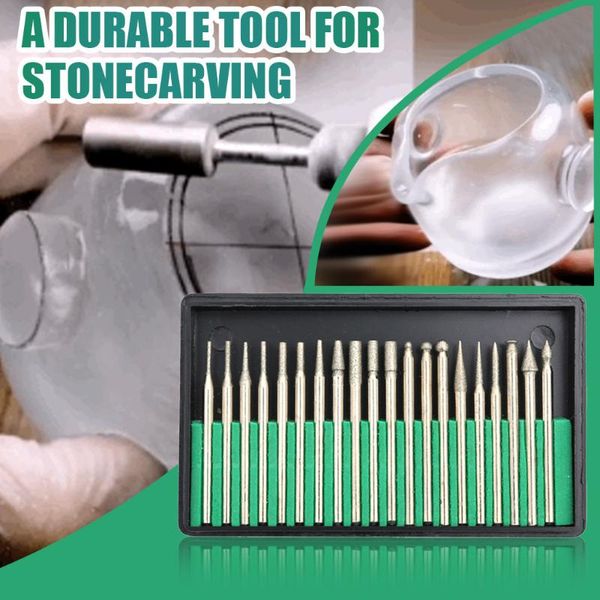 20pcs diamond point burr bits head dremel accessories shank grinding needle carving polishing set mounted mini drill tool
20pcs diamond point burr bits head dremel accessories shank grinding needle carving polishing set mounted mini drill tool