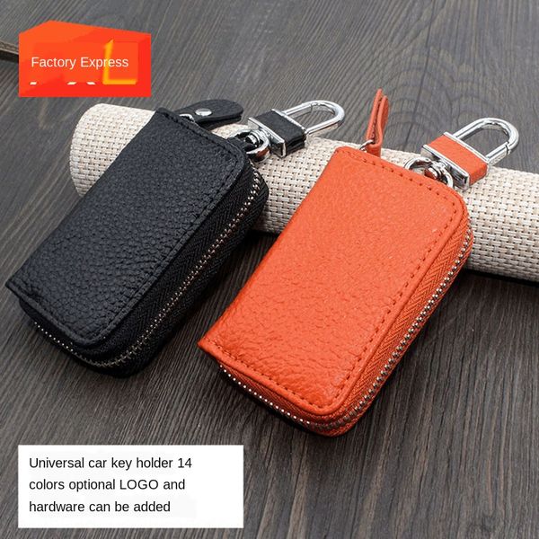 new car leather general car key case leather key case customized, White