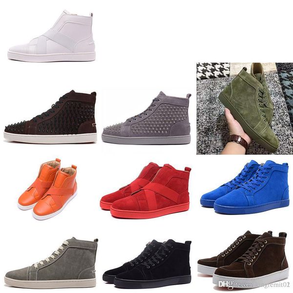 2019 new women casual shoes fashion high green suede brand mens boots red bottomsdesigner lace-up red bottom sneakers, Black
2019 new women casual shoes fashion high green suede brand mens boots red bottomsdesigner lace-up red bottom sneakers, Black
