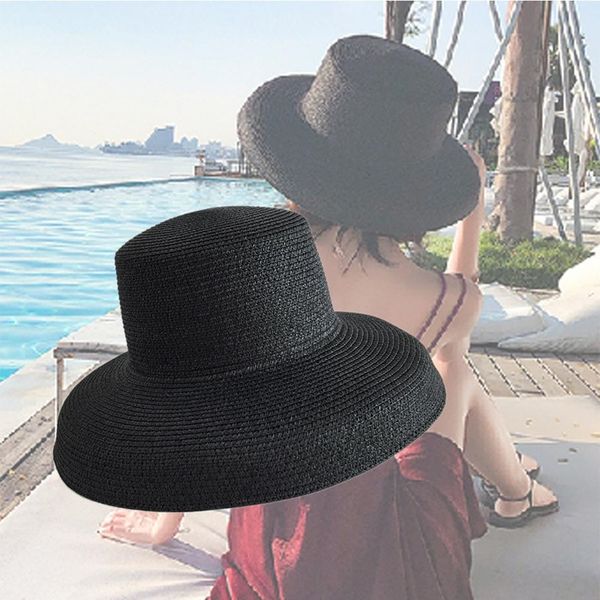 hepburn style lampshade foldable beach style large eaves straw sun hat straw hat, Blue;gray
hepburn style lampshade foldable beach style large eaves straw sun hat straw hat, Blue;gray