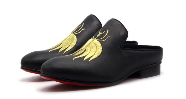 new arrival fashion embroidery slipper shoes for men handmade leather summer casual mules men slippers, Black
new arrival fashion embroidery slipper shoes for men handmade leather summer casual mules men slippers, Black