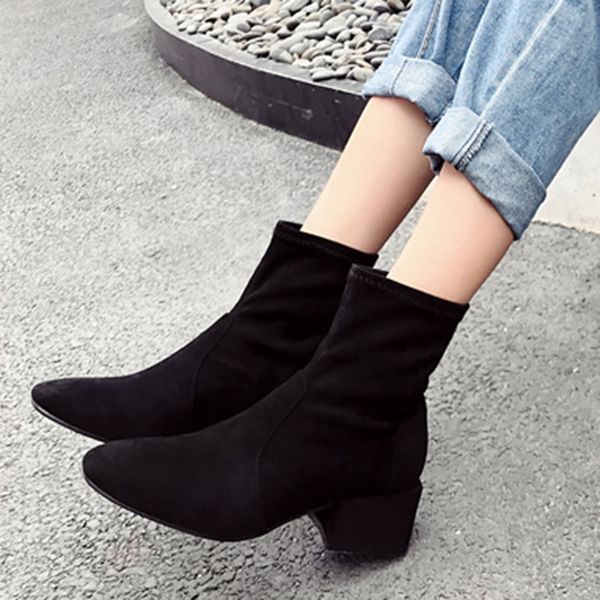 women short boots thin spring short socks boots women new korean style suede thick sole, Black
women short boots thin spring short socks boots women new korean style suede thick sole, Black
