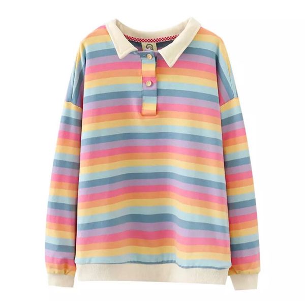 merry pretty 2020 new rainbow striped sweatshirt harajuku hoodie sweatshirt turn-down collar sweet womens hoodies pullovers, Black
merry pretty 2020 new rainbow striped sweatshirt harajuku hoodie sweatshirt turn-down collar sweet womens hoodies pullovers, Black
