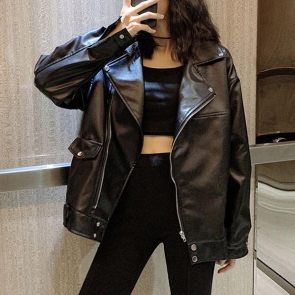 korean women motorcycle jackets 2020 cool punk gothic vintage loose black faux leather jackets coats autumn winter outerwear
korean women motorcycle jackets 2020 cool punk gothic vintage loose black faux leather jackets coats autumn winter outerwear