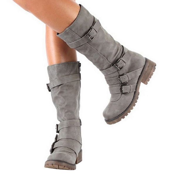 vertvie buckle shoes for woman boots western autumn winter long mid calf leather solid boots round toe low heel snow, Black
vertvie buckle shoes for woman boots western autumn winter long mid calf leather solid boots round toe low heel snow, Black