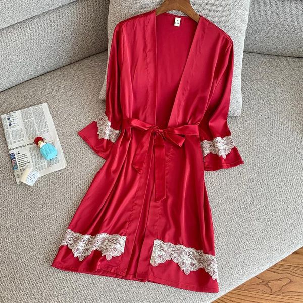 lace trim bride bridesmaid sleepwear kimono bath robe gown women wedding bathrobe loose casual nightgown intimate lingerie, Black;red
lace trim bride bridesmaid sleepwear kimono bath robe gown women wedding bathrobe loose casual nightgown intimate lingerie, Black;red