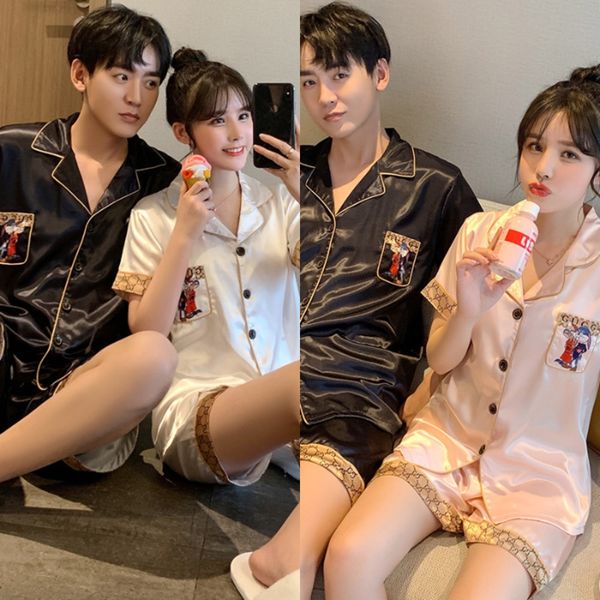 couple pajamas women's summer thin short sleeve korean cute summer ice home wear pajamas silk and silk men's two-piece suit, Blue;red
couple pajamas women's summer thin short sleeve korean cute summer ice home wear pajamas silk and silk men's two-piece suit, Blue;red