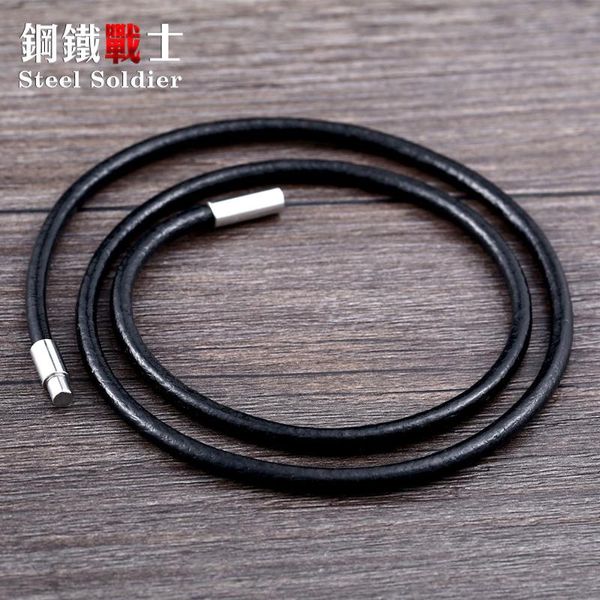 steel soldier silicone cord stainless steel screw lock clasp smart fashion black rope men's necklace jewelry, Silver
steel soldier silicone cord stainless steel screw lock clasp smart fashion black rope men's necklace jewelry, Silver
