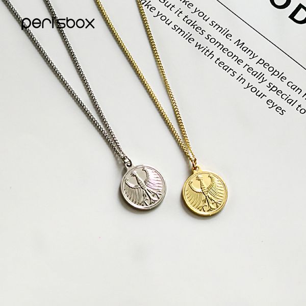 peri'sbox 18mm gold winged eagle coin necklace female germany disc medallion pendant necklaces statement necklace for men women, Silver
peri'sbox 18mm gold winged eagle coin necklace female germany disc medallion pendant necklaces statement necklace for men women, Silver