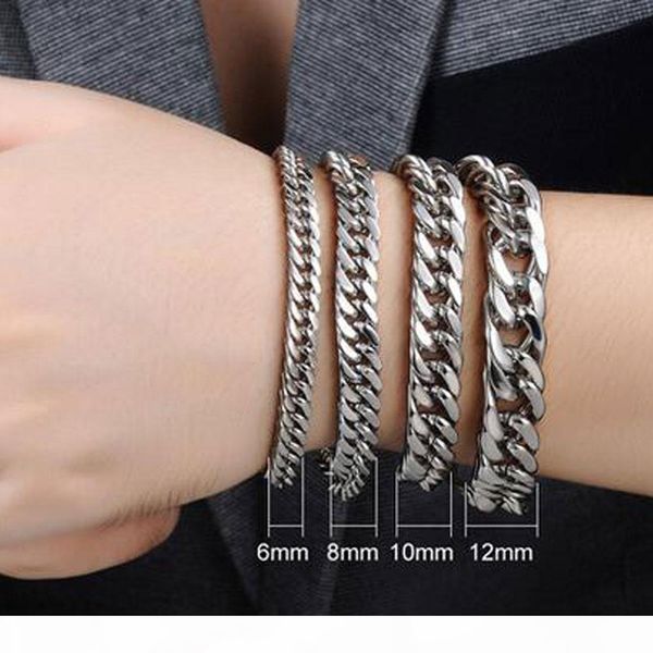 s 6mm 8mm 10mm 12mm width silver 316l stainess steel cuban bracelets charm fashion bracelet with square buckle for men women jewelry gi, Black
s 6mm 8mm 10mm 12mm width silver 316l stainess steel cuban bracelets charm fashion bracelet with square buckle for men women jewelry gi, Black