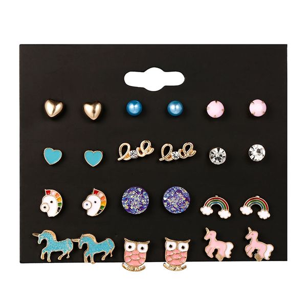 cross border amazon popular pearl earrings women fashion rainbow unicorn earrings set alloy oil drop jewelry, Golden;silver
cross border amazon popular pearl earrings women fashion rainbow unicorn earrings set alloy oil drop jewelry, Golden;silver