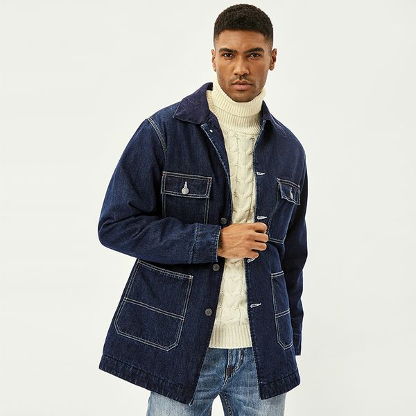 men's jacket men's denim casual jacket autumn and winter warm denim american retro jeans coat high quality, Black
men's jacket men's denim casual jacket autumn and winter warm denim american retro jeans coat high quality, Black