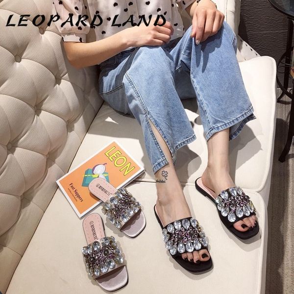 leopard land 2020 summer casual wear crystal sandals flat comfortable flat open toe women's shoes, Black
leopard land 2020 summer casual wear crystal sandals flat comfortable flat open toe women's shoes, Black