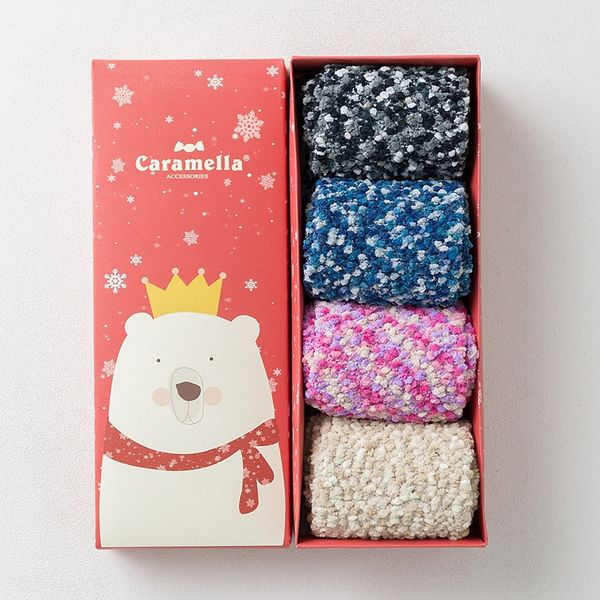 caramella and board new women's winter floor socks christmas coral fleece half velvet 4 pairs of socks, Pink;yellow
caramella and board new women's winter floor socks christmas coral fleece half velvet 4 pairs of socks, Pink;yellow