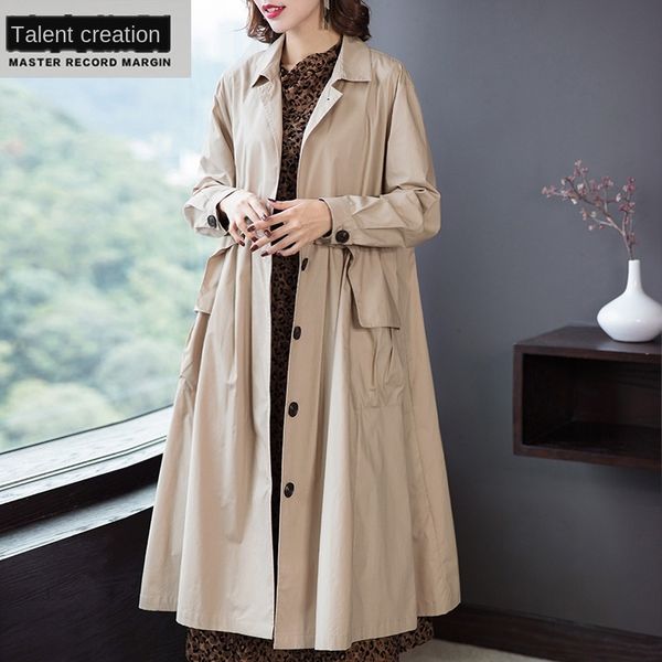 2020 spring new elegant loose solid color elegant lapel waist slimming large size windbreaker coat mid-length trench coat, Tan;black
2020 spring new elegant loose solid color elegant lapel waist slimming large size windbreaker coat mid-length trench coat, Tan;black