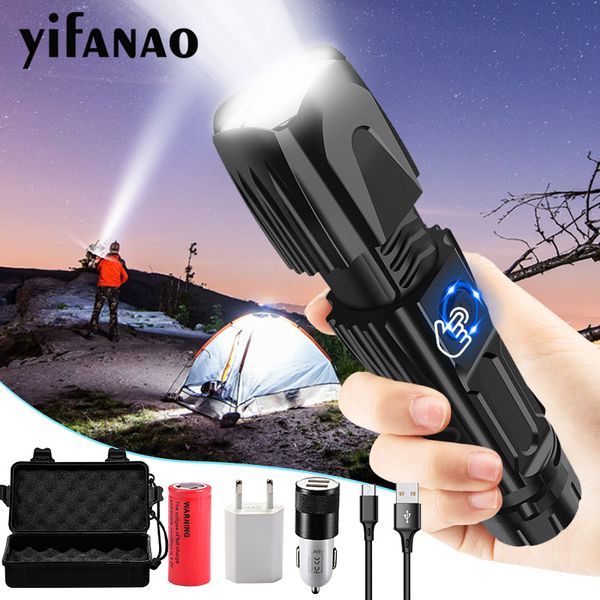 4000lm Powerful Xhp90 Led Tactical Xhp50 Torch Smart Chip Control Bottom Attack Cone Use 26650 Battery For Camping