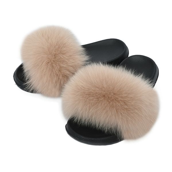 women's plush slippers, soft fox skin, women's real leather shoes, interior s6043b, Black
women's plush slippers, soft fox skin, women's real leather shoes, interior s6043b, Black