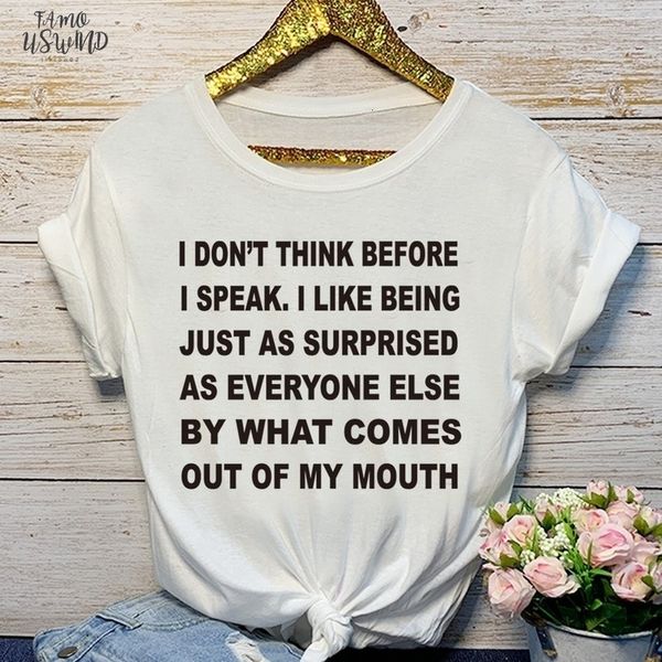natural color summer tee for women i dont think before i speak funny letters short sleeve t shirt, White
natural color summer tee for women i dont think before i speak funny letters short sleeve t shirt, White