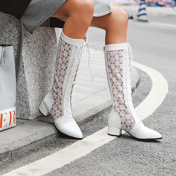 size 34-46 new fashion women knee high boots square heel zipper lace mesh boots summer cool breathable women's shoes, Black
size 34-46 new fashion women knee high boots square heel zipper lace mesh boots summer cool breathable women's shoes, Black