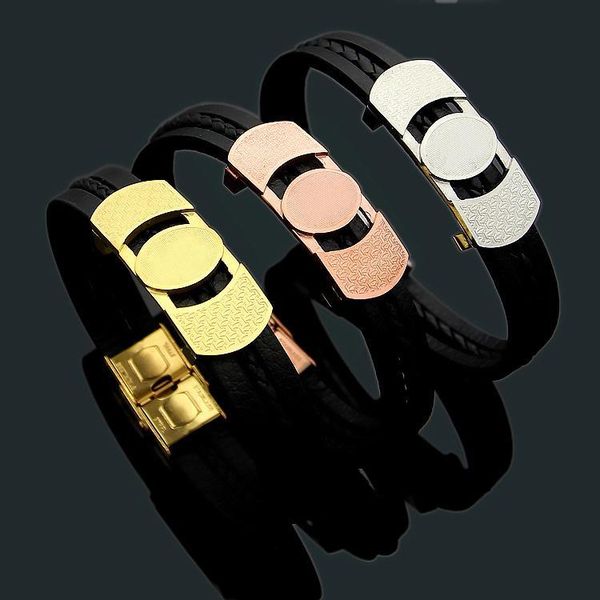 2020 designer titanium steel jewelry ca letter engraved asian character men's leather bracelet men's large sales bracelet, Golden;silver
2020 designer titanium steel jewelry ca letter engraved asian character men's leather bracelet men's large sales bracelet, Golden;silver