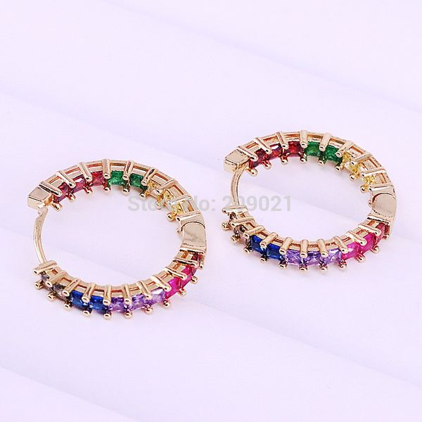 5pairs 25mm, rainbow cz circle hoop earring for lady fashion jewelry colorful cubic zirconia gold color earring, Golden;silver
5pairs 25mm, rainbow cz circle hoop earring for lady fashion jewelry colorful cubic zirconia gold color earring, Golden;silver