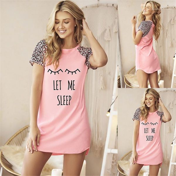 sleepshirts traditional round neck short sleeve leopard letter printed mini sleepwear casual female clothing summer womens designer, Black;red
sleepshirts traditional round neck short sleeve leopard letter printed mini sleepwear casual female clothing summer womens designer, Black;red