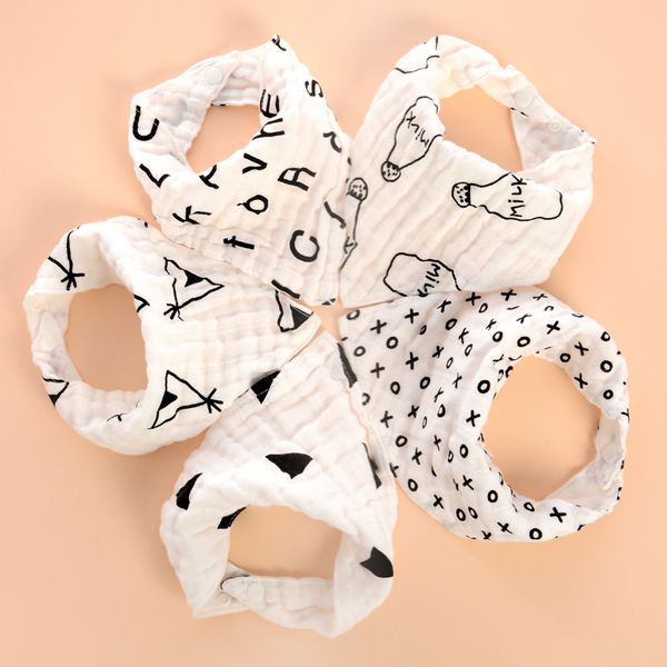 Baby Bibs Boy Girl Gauze Water Absorb Bib Burp Cloth Triangle Cotton Baby Scarf Burp Christmas Accessories