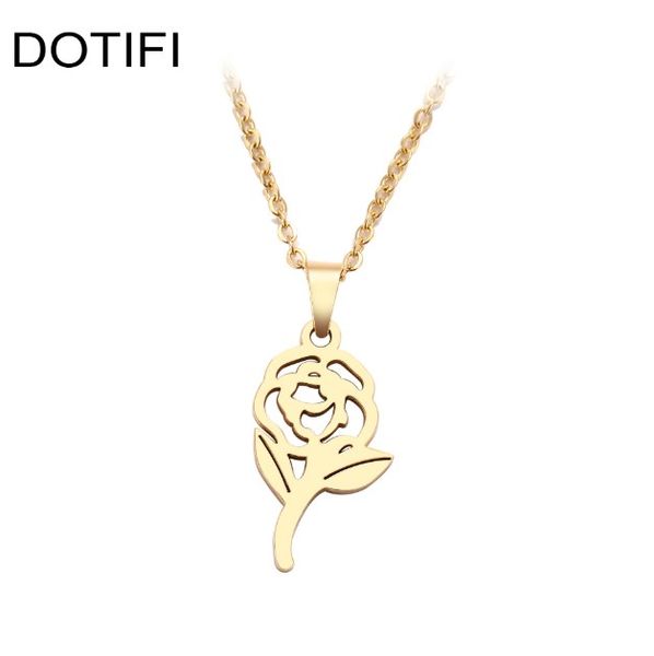 stainless steel necklace for women rose flower statement boho charm choker pendant necklace engagement jewelry, Silver
stainless steel necklace for women rose flower statement boho charm choker pendant necklace engagement jewelry, Silver